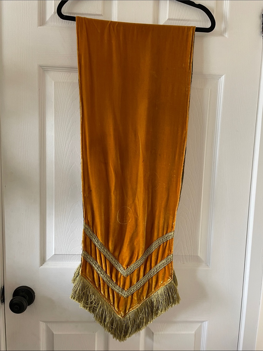 Gold chartreuse velvet table runner altar boho Victorian